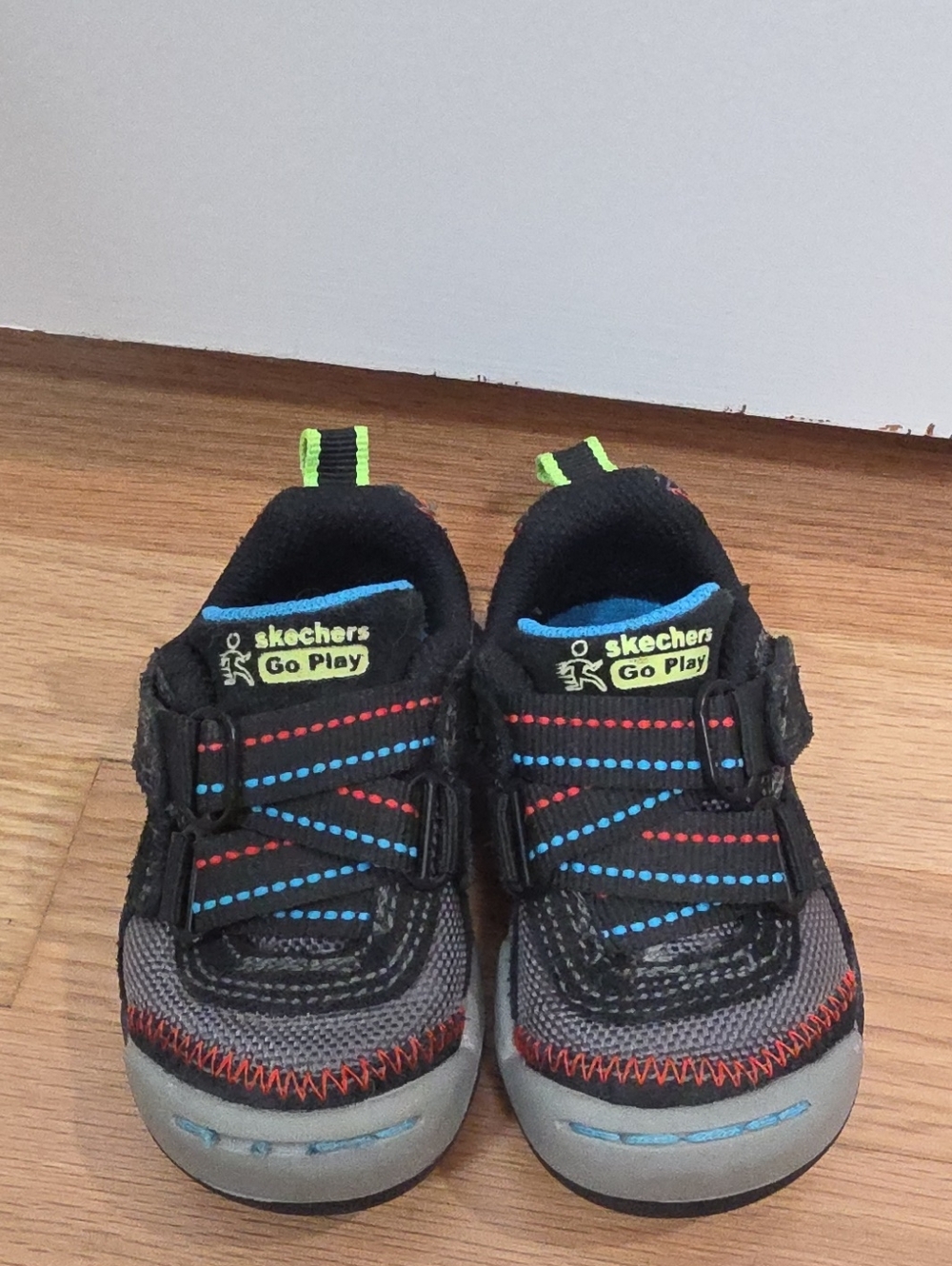 4 Skechers Go Play Black Sneakers with Blue & Red Accents
